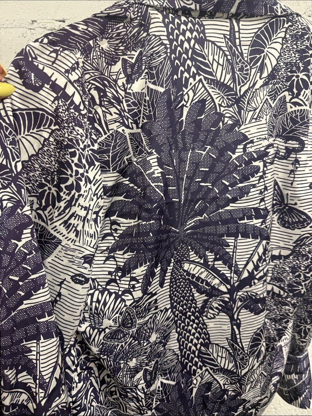 VINTAGE Christian Dior Purple & White Printed Wrap Cover Up Blouse - Picture 6 of 6